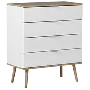 Cassettiera Credenza Bianca con 4 Cassetti 93 x 79 cm Soggiorno Camera da Letto Corridoio Armadietto Stile Scandinavo