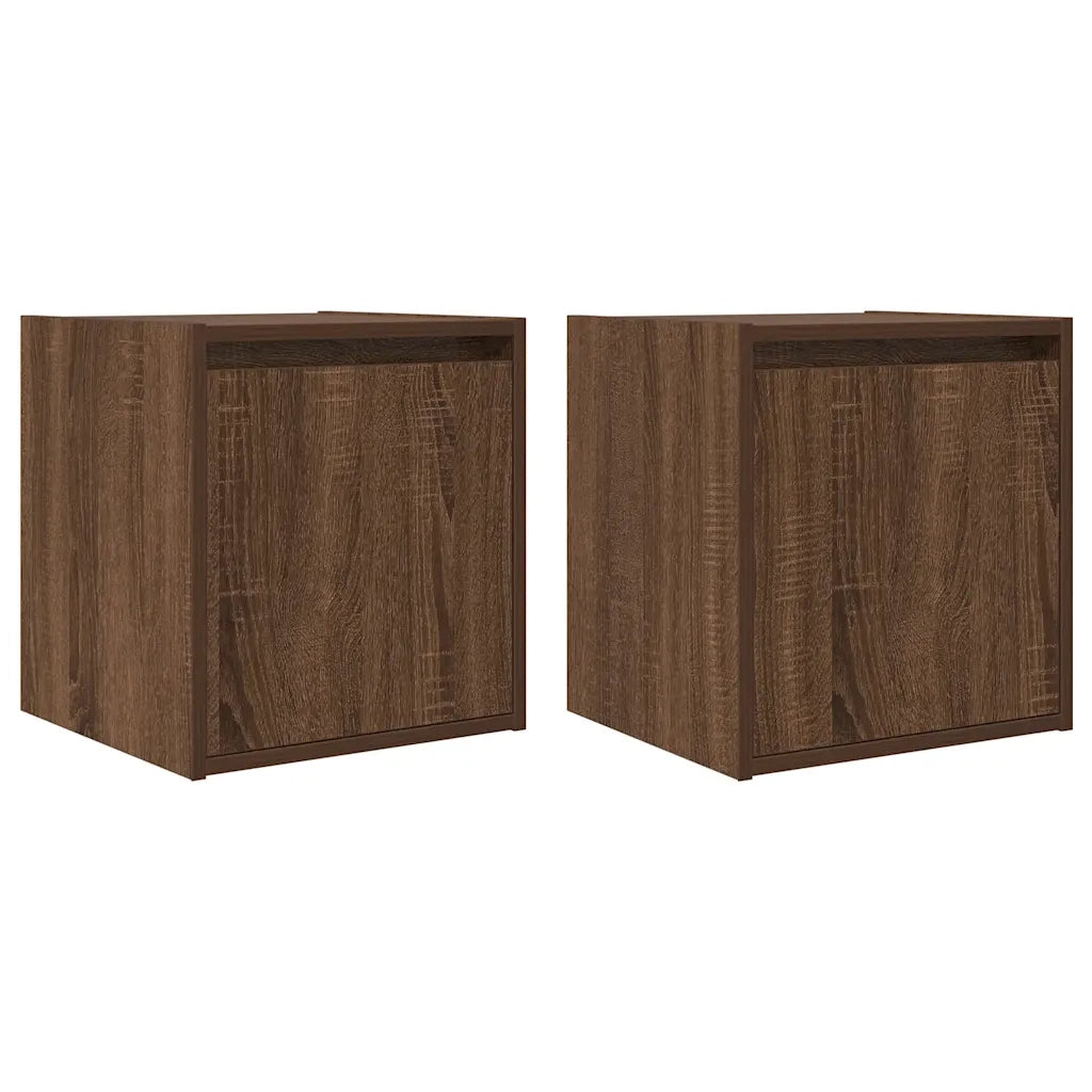 Comodini a Muro 2 pz Rovere Marrone 38x34x40 cm 861242
