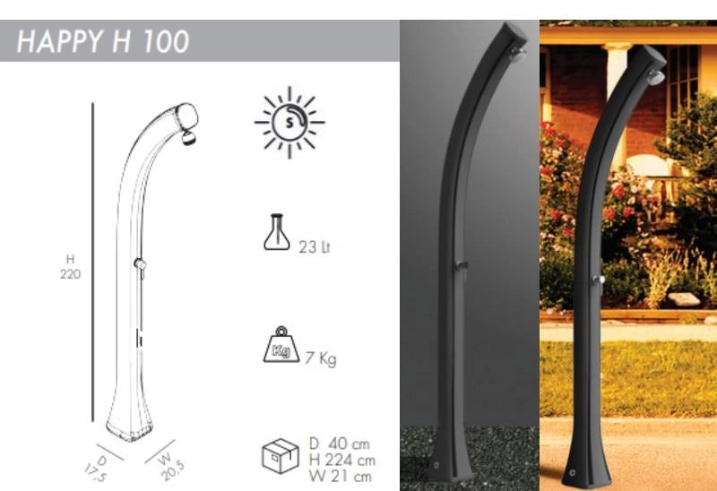 Doccia Solare In Resina Happy Antracite Cv-H100/7016