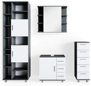 Set mobili bagno Ilias, Antracite, 60 cm, composto da mobile lavabo, pensile a specchio, colonna e base media