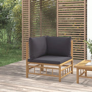 Divano Angolare da Giardino con Cuscini-Sofa da Giardino-Divanetto da esterno Grigio Scuro Bamb¨´