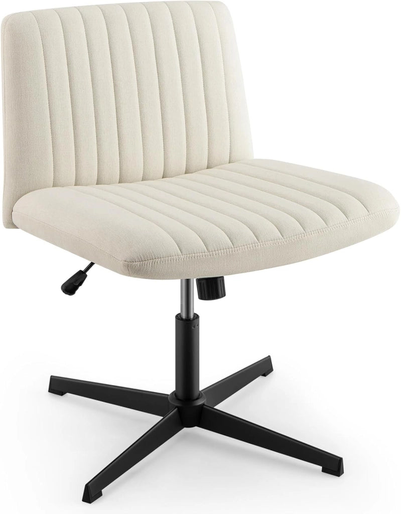 Sedia Ufficio Senza Ruote, Sedia da Scrivania con Sedile Imbottito, con Funzione a Dondolo 100°-120°, Girevole 360°, Altezza Regolabile, Sedia Ergonomica Portata 150 kg (Grigio)