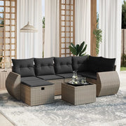 Set Divani da Giardino 7 pz con Cuscini Grigio in Polyrattan
