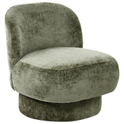 Poltrona girevole con rivestimento in ciniglia schienale curvo verde stile Retro