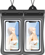 Set a doppio - Borsa impermeabile per nuoto - Tasca da sub - Ombrello per cellulare da sub - Con cavo - Portatile e affidabile - Borsa da sub gonfiabile per cellulare - Nero (due pezzi) - Impermeabile
