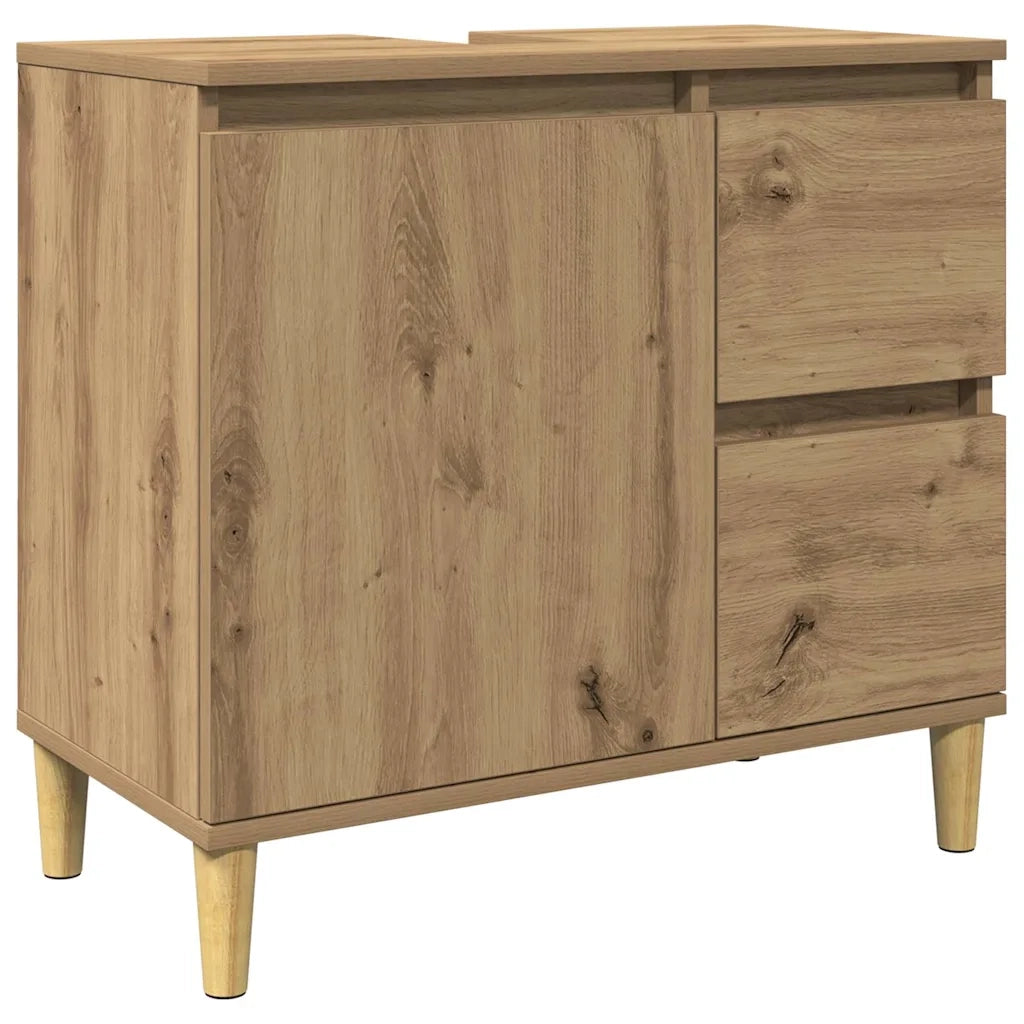 Mobile Sottolavabo Rovere Artigianale 65x33x60 cm in Truciolato 857121