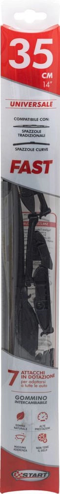 "Spazzola tergicristallo singola Fast 35 cm - 14"", per spazzole tradizionali e curve"