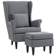 Poltrona Relax in Tessuto Grigio con Poggiapiedi e Cuscino ¨C Zephmum ¨C 75x83x104 cm
