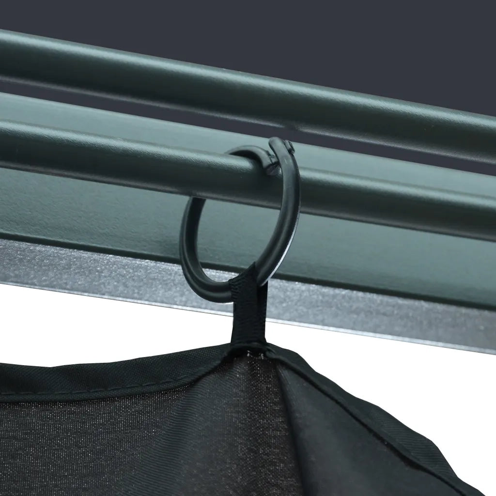 Gazebo con Tende e Luci LED 300x300 cm Antracite in Alluminio