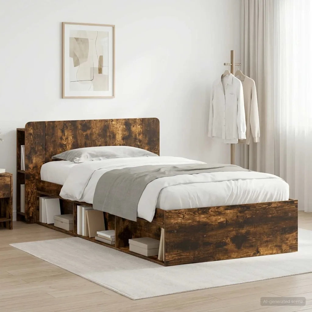 Telaio del letto con storage Rovere Fumo 90 x 190 cm