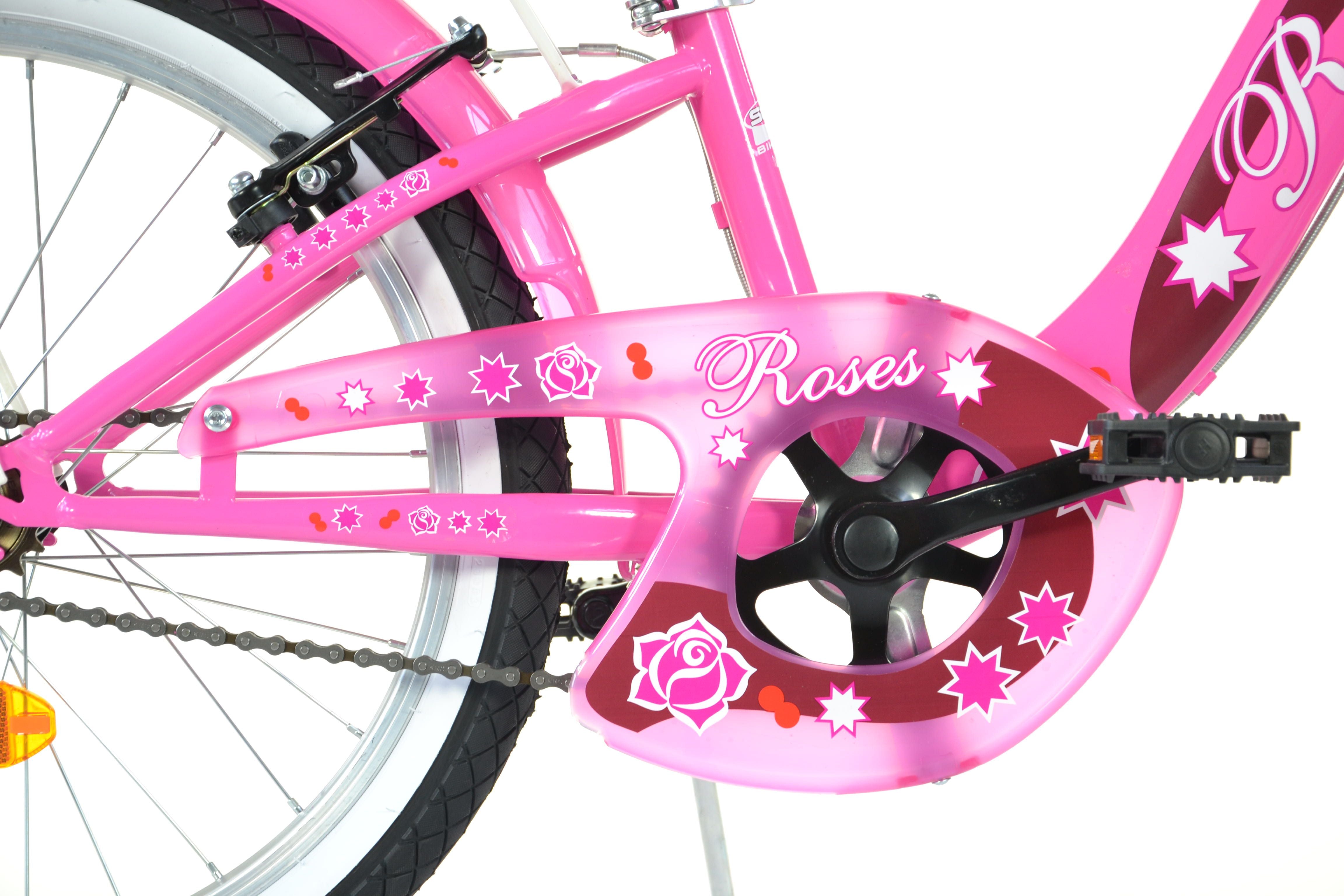 SCH ROSES 20", bicicletta per bambini, bici bambina, adatta a bambini tra i 6 e i 10 anni, per altezza tra 120 e 155 cm,