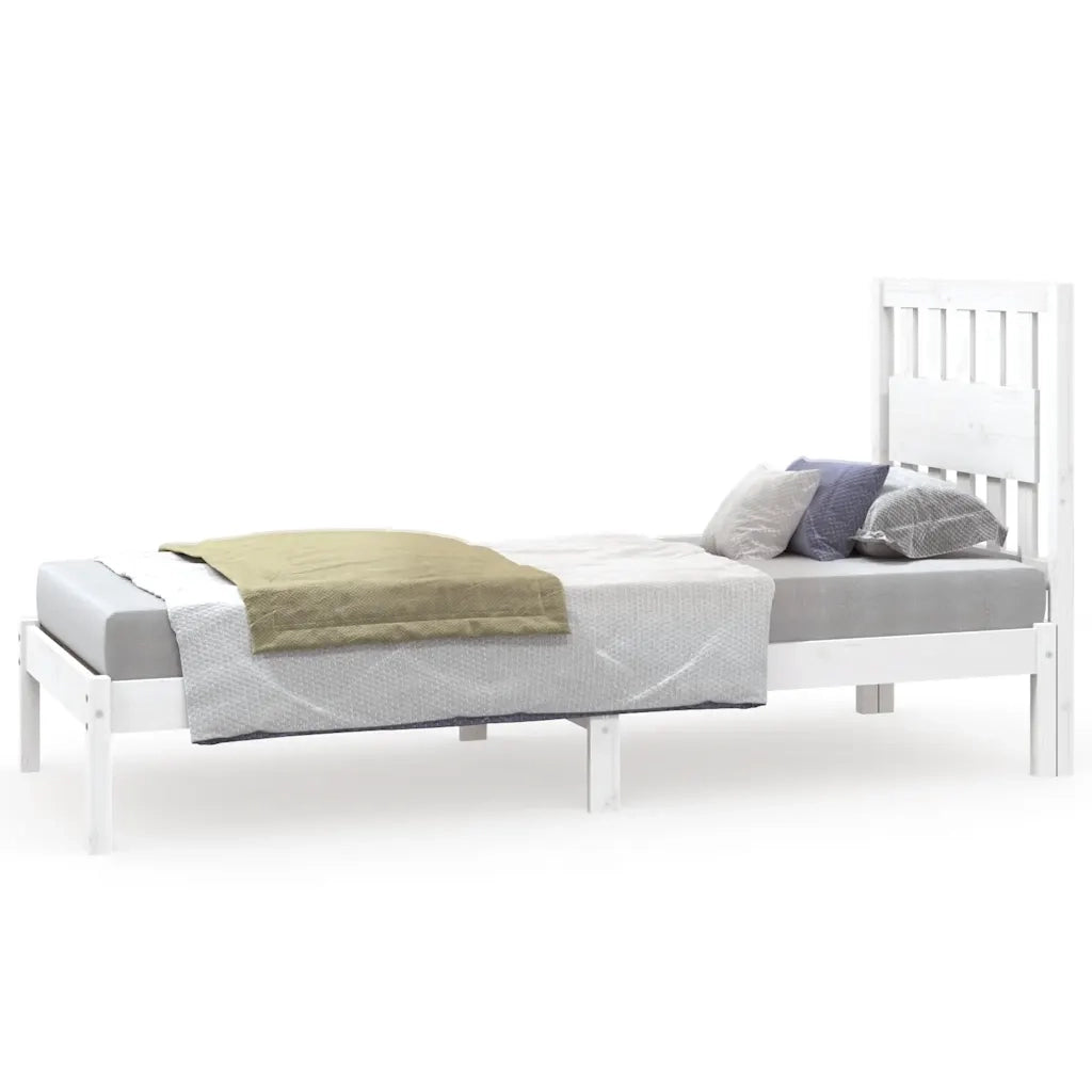 Giroletto-Struttura Letto in Legno Massello Bianco 75x190 cm Small Single 747447