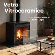 550 x 328 x 4 mm - Vetro per stufa a legna - vetro camino di ricambio - vetro per caminetto resistente al fuoco - France Vitre