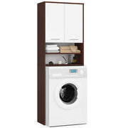 Colonna da bagno AKORD FIN per incasso di una lavatrice Wengé 64 cm 2 ante inserto frontale Bianco 64x30x180 cm