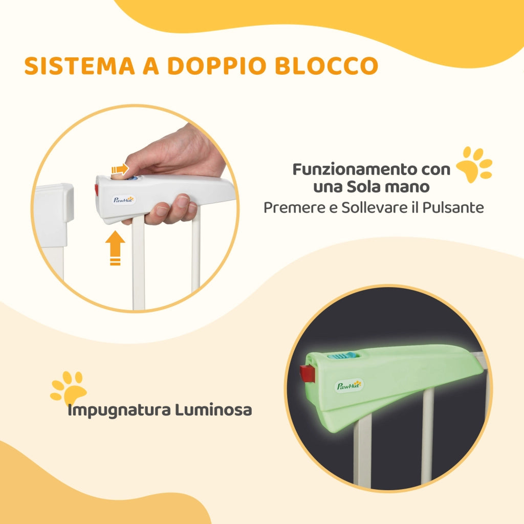 Cancelletto per Cani con Doppia Serratura ¨C Zephmum ¨C 76-103x4.2x77 cm, Bianco