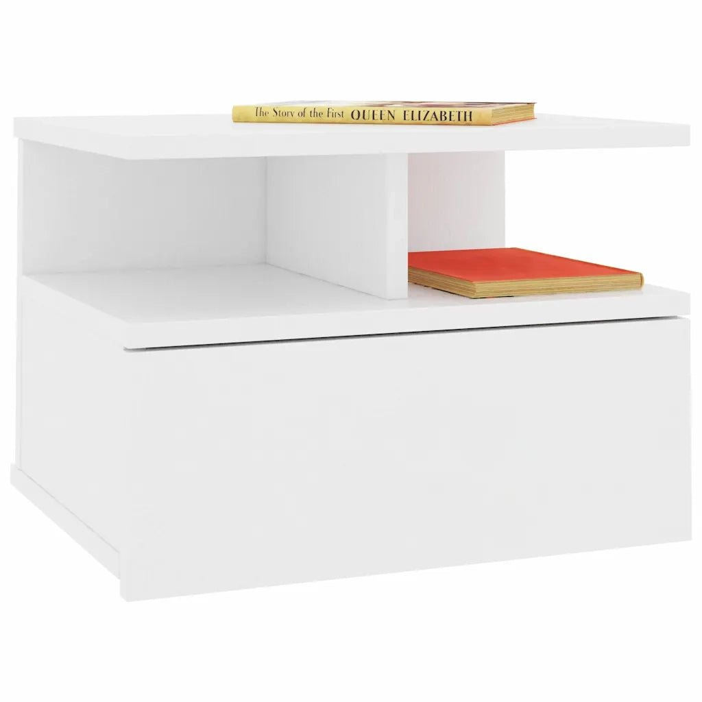 Comodino Pensile-Tavolino da notte Bianco 40x31x27 cm in Legno Multistrato