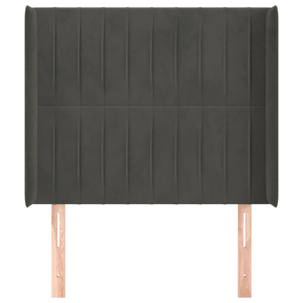 Testiera | Testata ad Orecchio Grigio Scuro 83x16x118/128 cm in Velluto