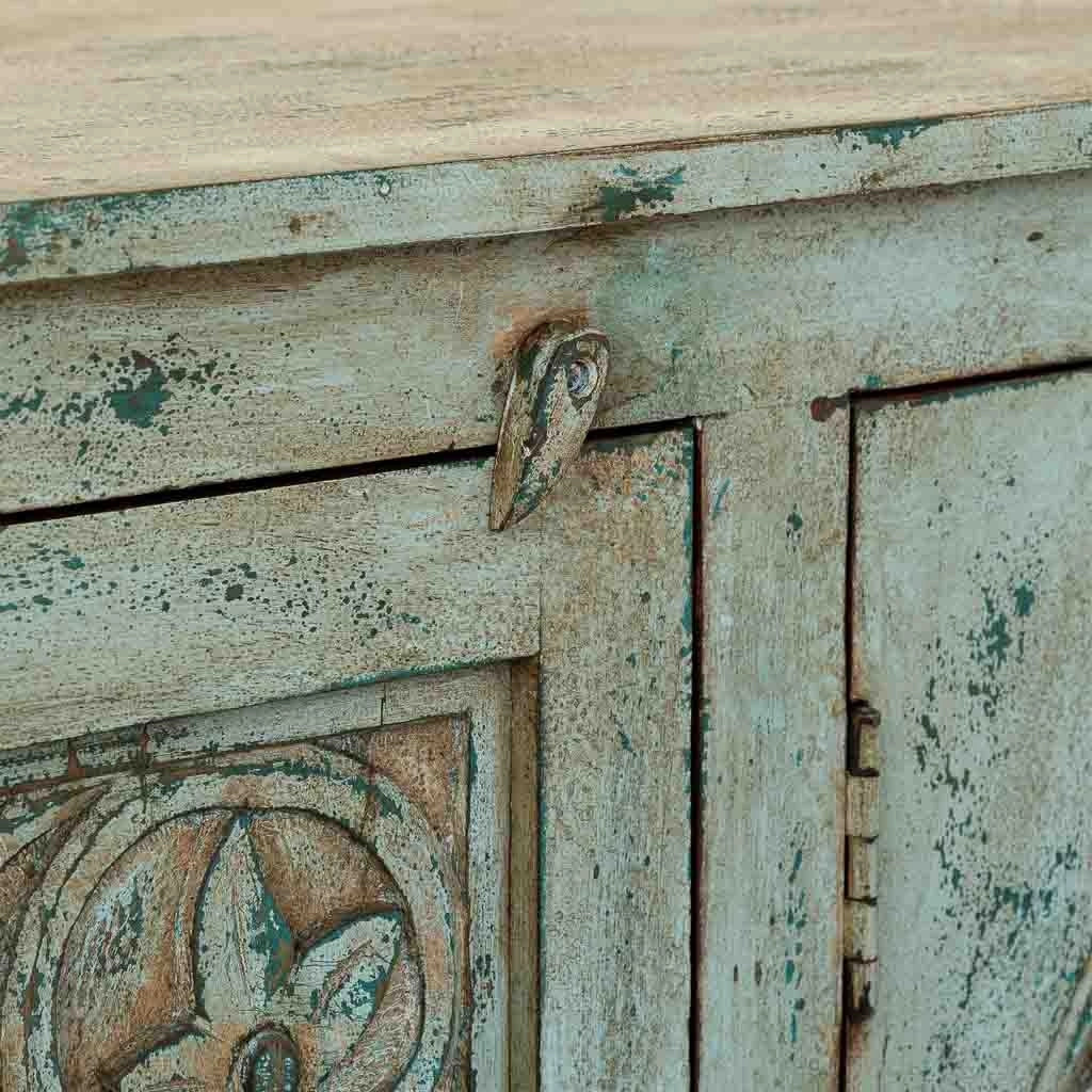 Credenza in legno intagliato artigianale, 165x40x90h cm