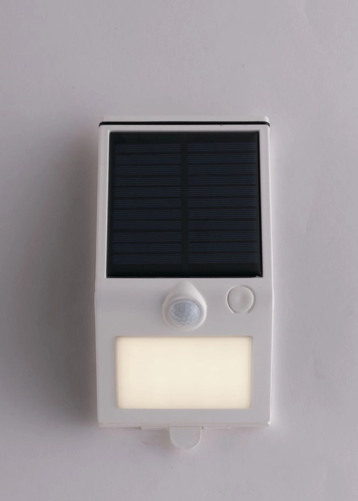 APPLIQUE LED OPEN BIANCA 3W 300LM 4000K CON PANNELLO SOLARE E SENSORE IP54 9,5X8,6X18,8CM