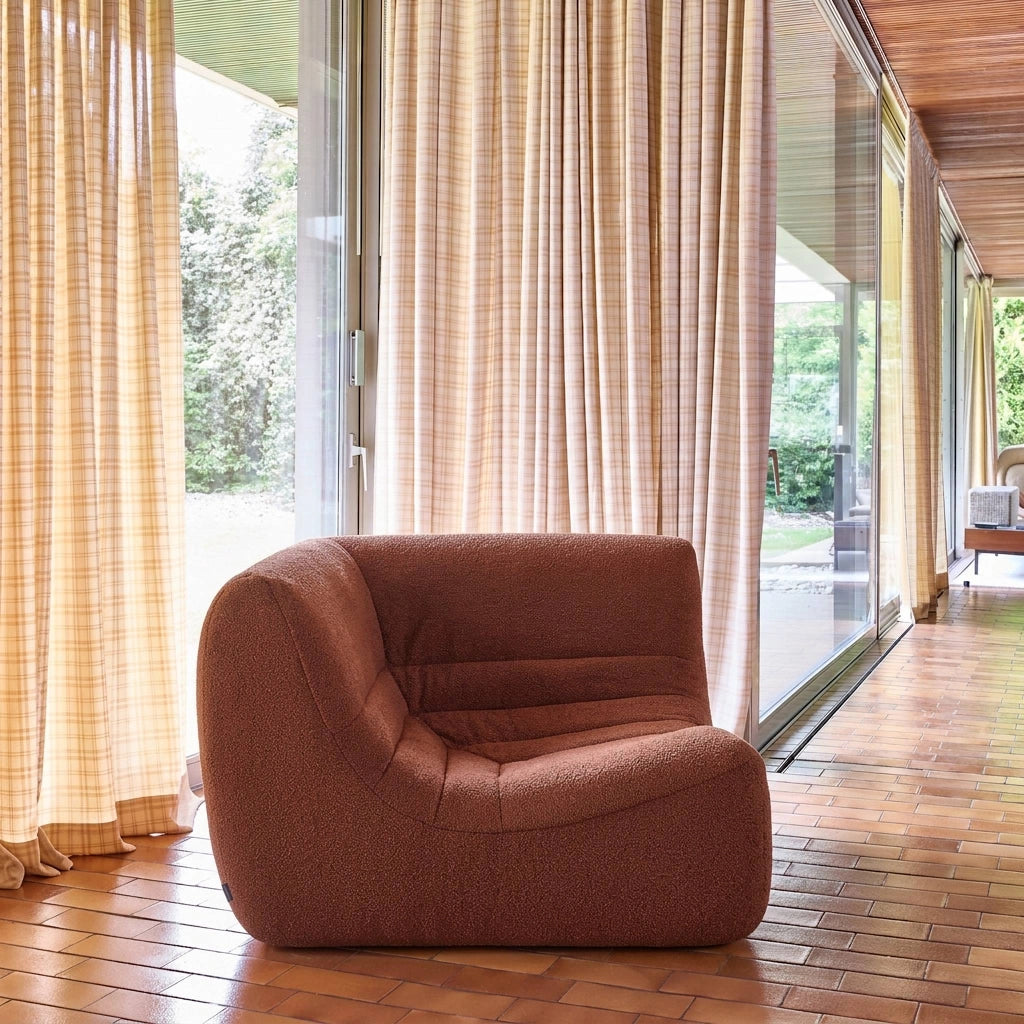 Poltrona angolare in bouclé testurizzato, 1 posto, terracotta