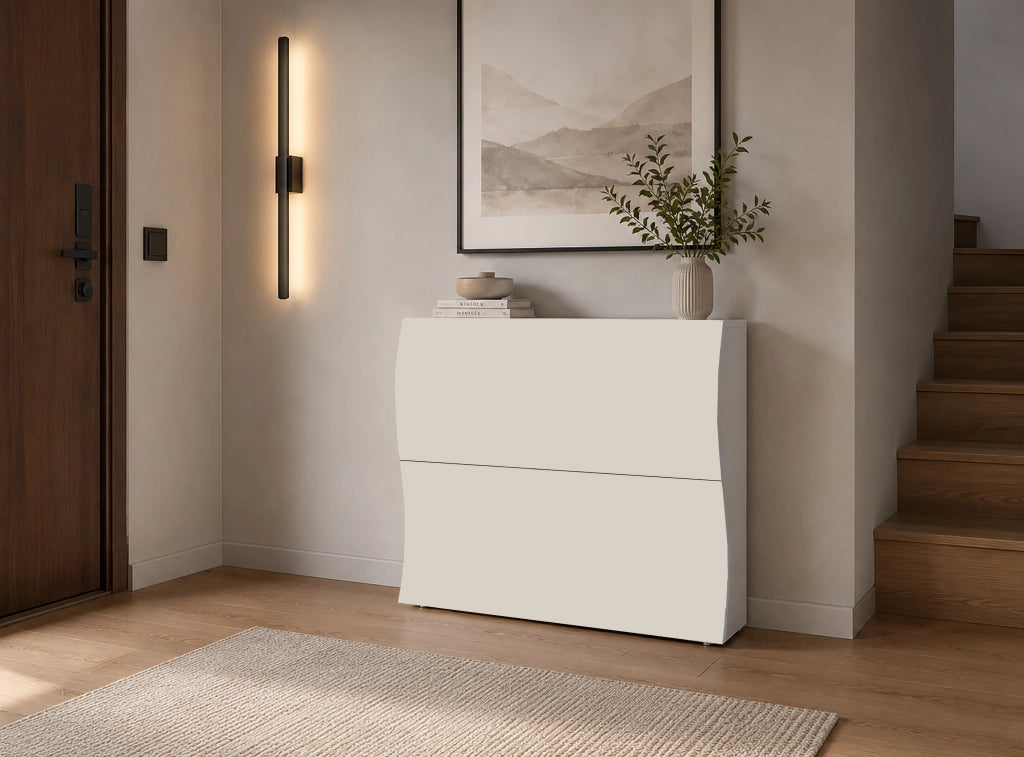 Scarpiera 2 Ante a Ribalta Onda 101x26,6x81,4 cm Finitura in Melamina Cachemire