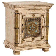 Comodino artigianale in legno bianco, 50x40x59h cm