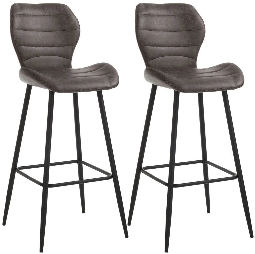 Set 2 Sgabelli 44,5x46x107,5 cm in Similpelle Marrone