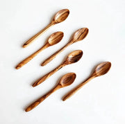 Cucchiaini per il caffè e il tè in legno di olivo, manufatti a mano, non tossici, set da 6 pezzi, naturale, dimensioni piccole 5x1, MS-6