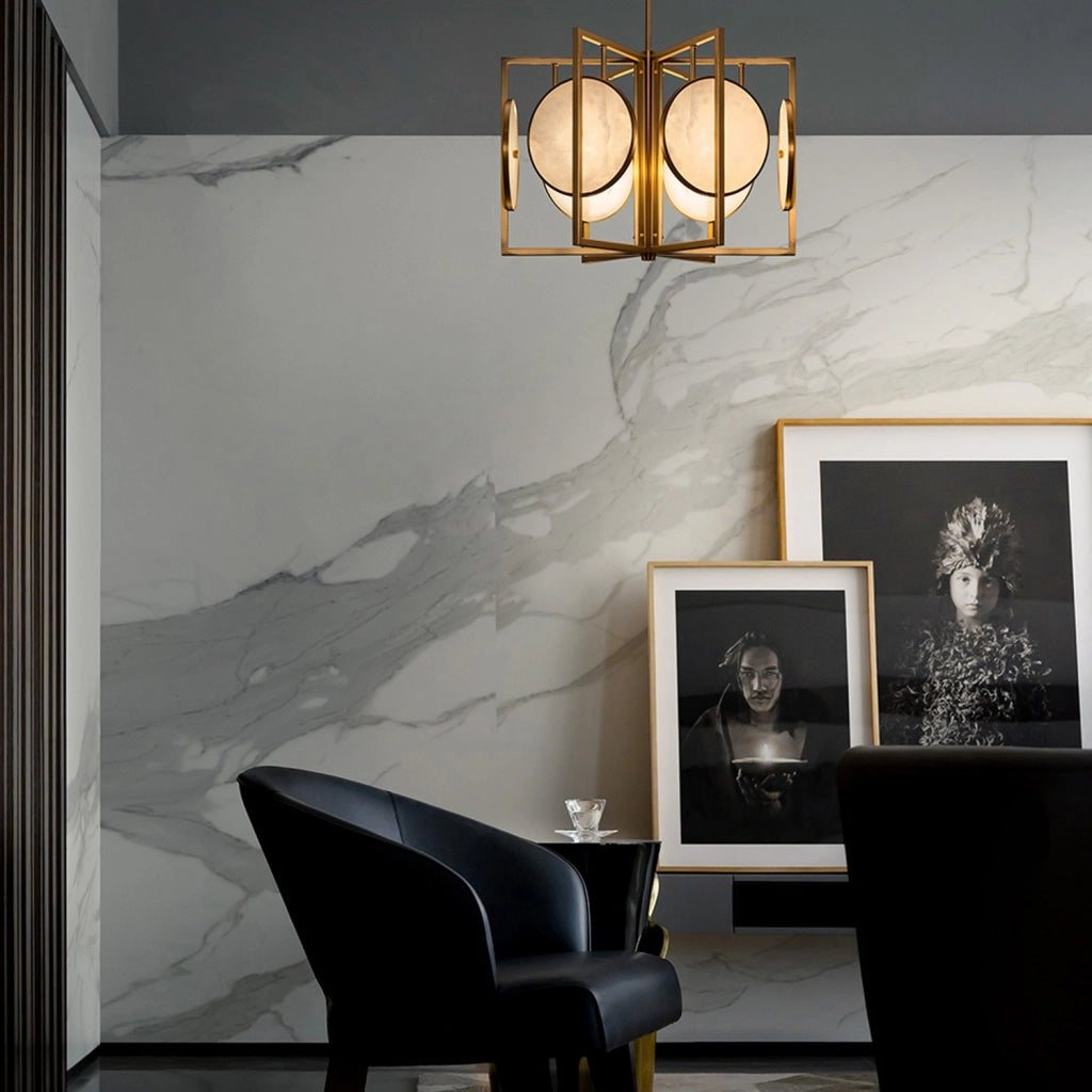 Maytoni lampadario contemporaneo Marmo 6 luci E14 oro metallo diffusore bianco