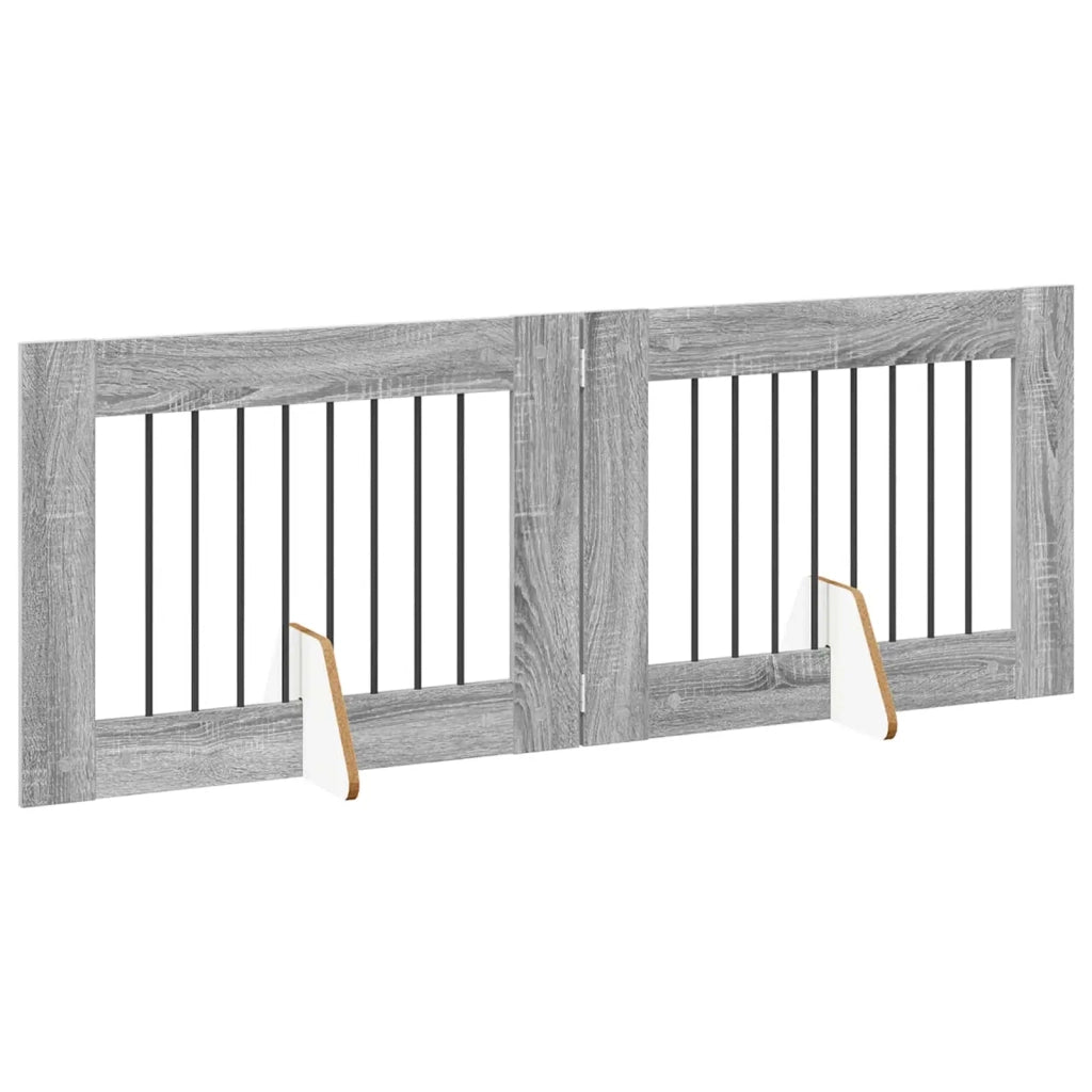 Cancello per cani con supporti 2 pz Grigio Sonoma 80 x 60 cm CFW1103192