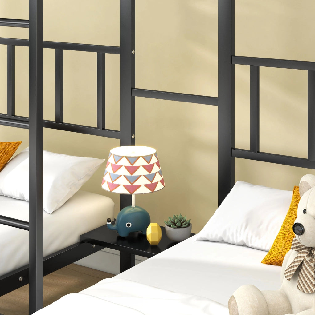 Letto a castello triplo in metallo nero 90x200 cm