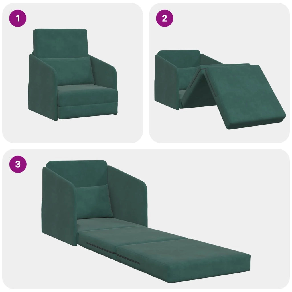 Divano letto | Sof¨¤ letto | Letto singolo Verde Scuro 65 x 80 x 83 cm Velluto
