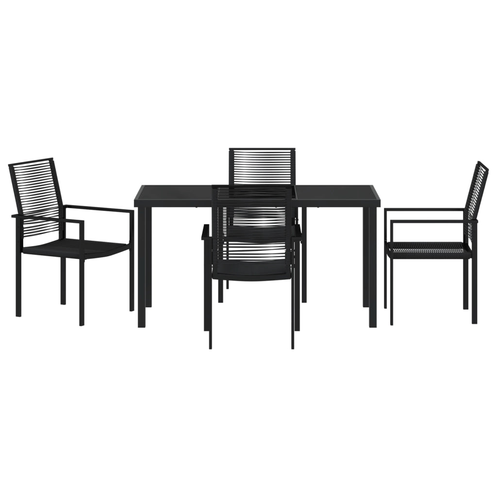 Set da Pranzo da Giardino 5 Pezzi Nero Rattan PVC