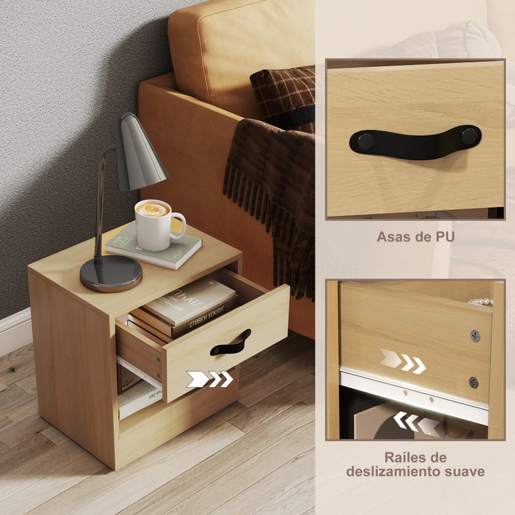 Set 2 Comodini con Cassetto ¨C Xylo ¨C Legno Naturale 39x28x41 cm
