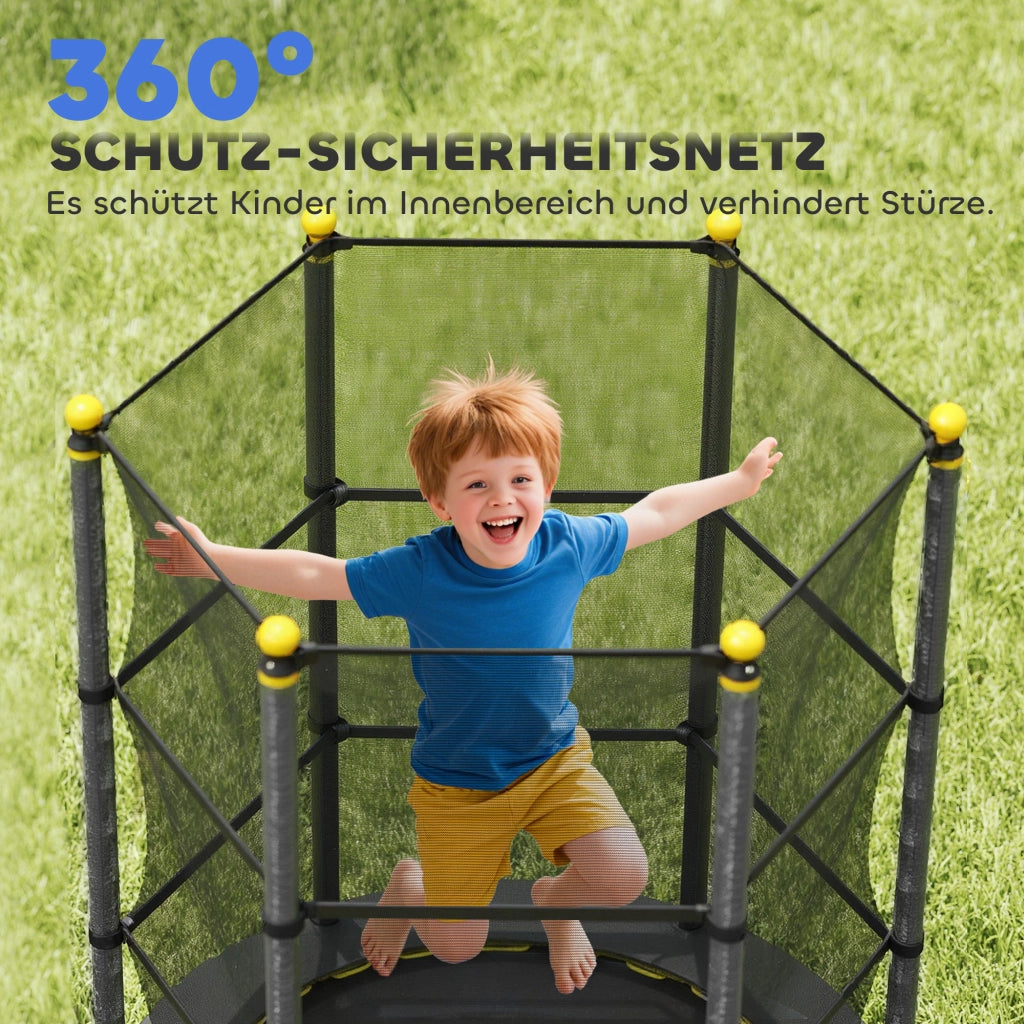Trampolino per bambini ¨C zephmum ¨C ?140 cm, con rete di sicurezza, nero
