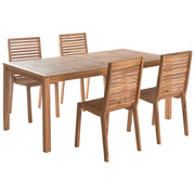 Set da pranzo da giardino Tavolo in legno di acacia marrone chiaro 180 x 90 cm 4 sedie da esterno senza braccioli Stile rustico