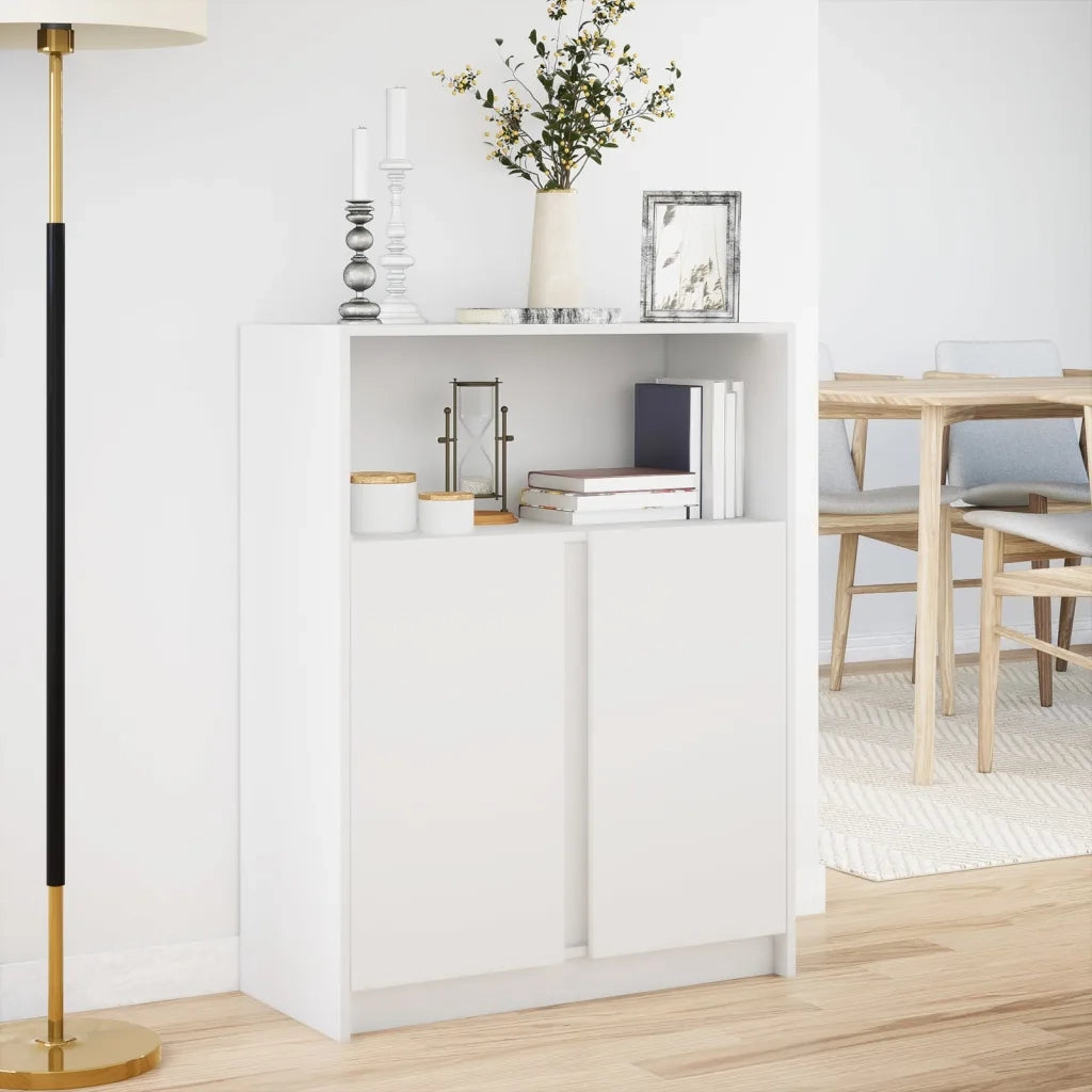 Credenza con LED Bianca 77x34x100 cm in Legno Multistrato