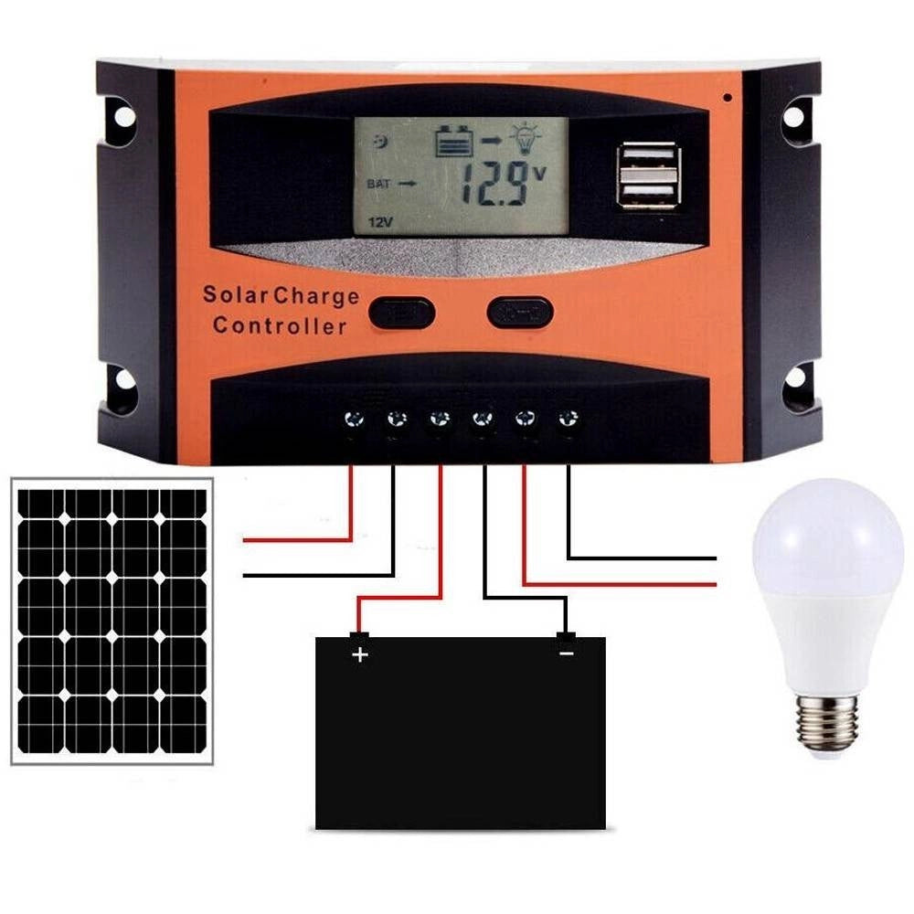 Trade Shop - Regolatore Di Carica 20 A Per Pannello Solare 12/24v Display Lcd Usb Ld2420c -