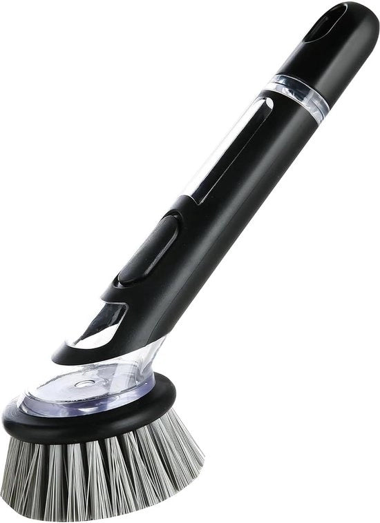 Spazzola per piatti con spazzola di pulizia per dispensatore di detersivo, spazzola per cucina per pentola, padella, pulizia vasca da bagno