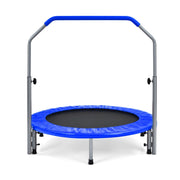 Trampolino fitness per adulti e bambini con maniglia regolabile, Mini trampolino pieghevole 101x101x122cm Blu-Trampolini