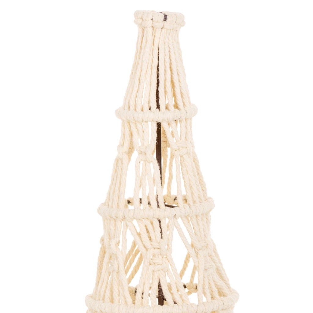 Albero decorativo in cotone intrecciato bianco d18x52h