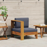 Divano Centrale con 1 Bracciolo-Sofa Modulare-Divanetto Grigio Scuro Massello d'Acacia 846648