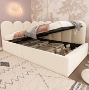Letto singolo daybed 90x200 cm in velluto beige con contenitore