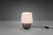 LOU LAMPADA DA TAVOLO BASE CERAMICA MARRONE ANTICATA CON PARALUME SABBIA H. 25CM ATTACCO E14