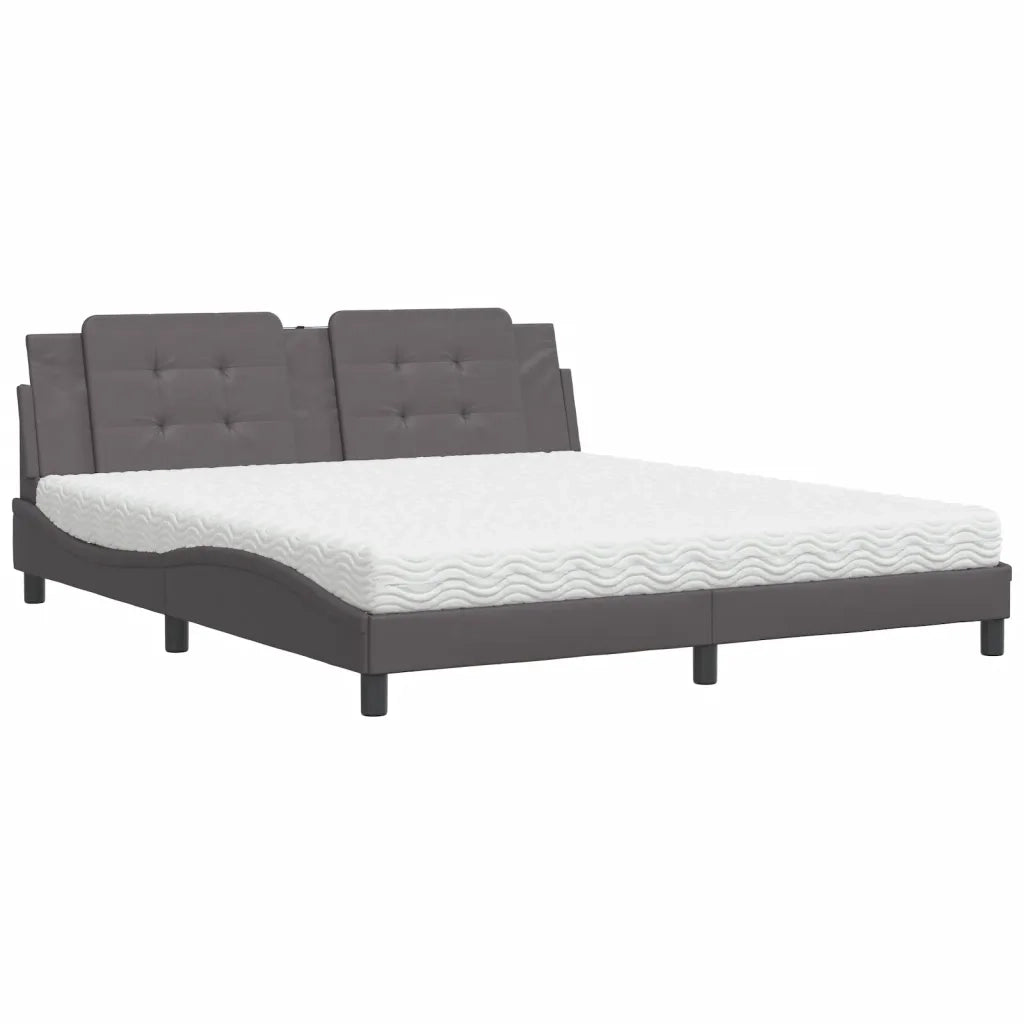 Letto con Materasso Zadar Grigio 180x200 cm in Similpelle