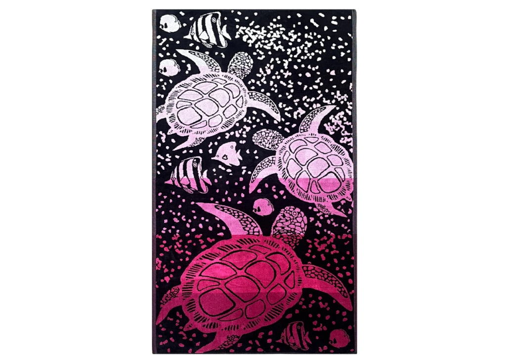 Telo Mare Jacquard Spugna Asciugamano Spiaggia Disegno Guizzo - Telo Mare - Fucsia