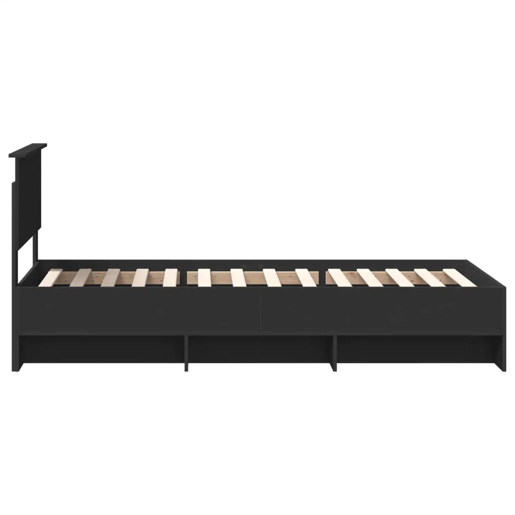 Struttura del letto-Giroletto Nero 90 x 200 cm Legno multistrato 460609