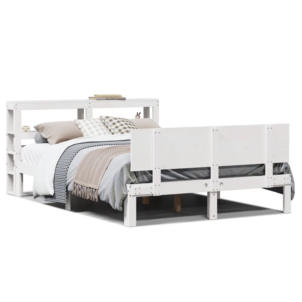 vidaXL Giroletto con Testiera Bianco 120x190 cm Legno Massello di Pino