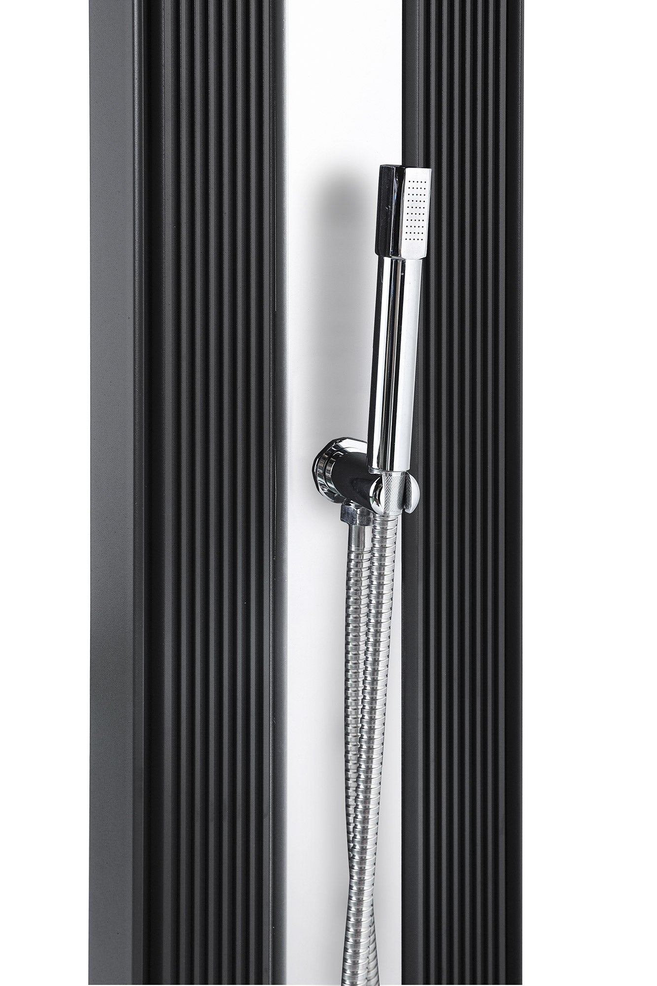 Doccia Solare Ibrida da Giardino 40L Miscelatore e Doccetta Lavapiedi Antracite/Alluminio