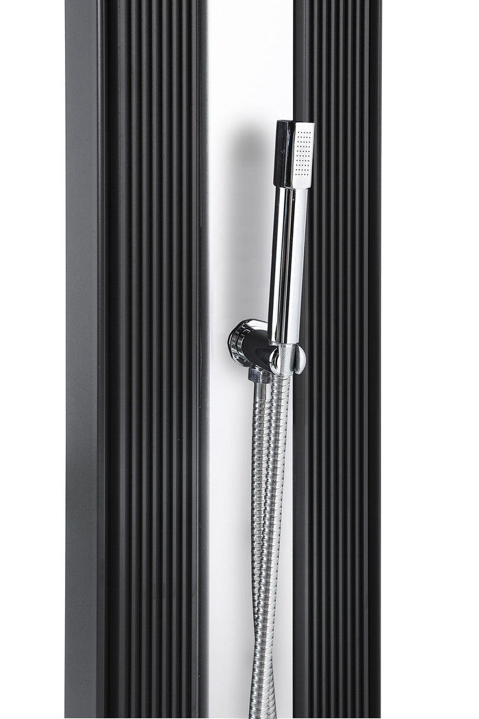 Doccia Solare Ibrida da Giardino 40L Miscelatore e Doccetta Lavapiedi Antracite/Alluminio